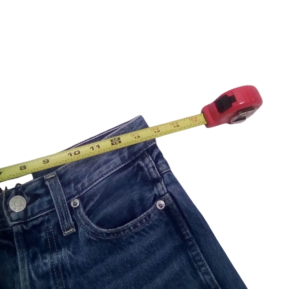 AMO Women's Blue Factory Distressed Raw Hem Jeans Size 24 - Picture 5 of 8